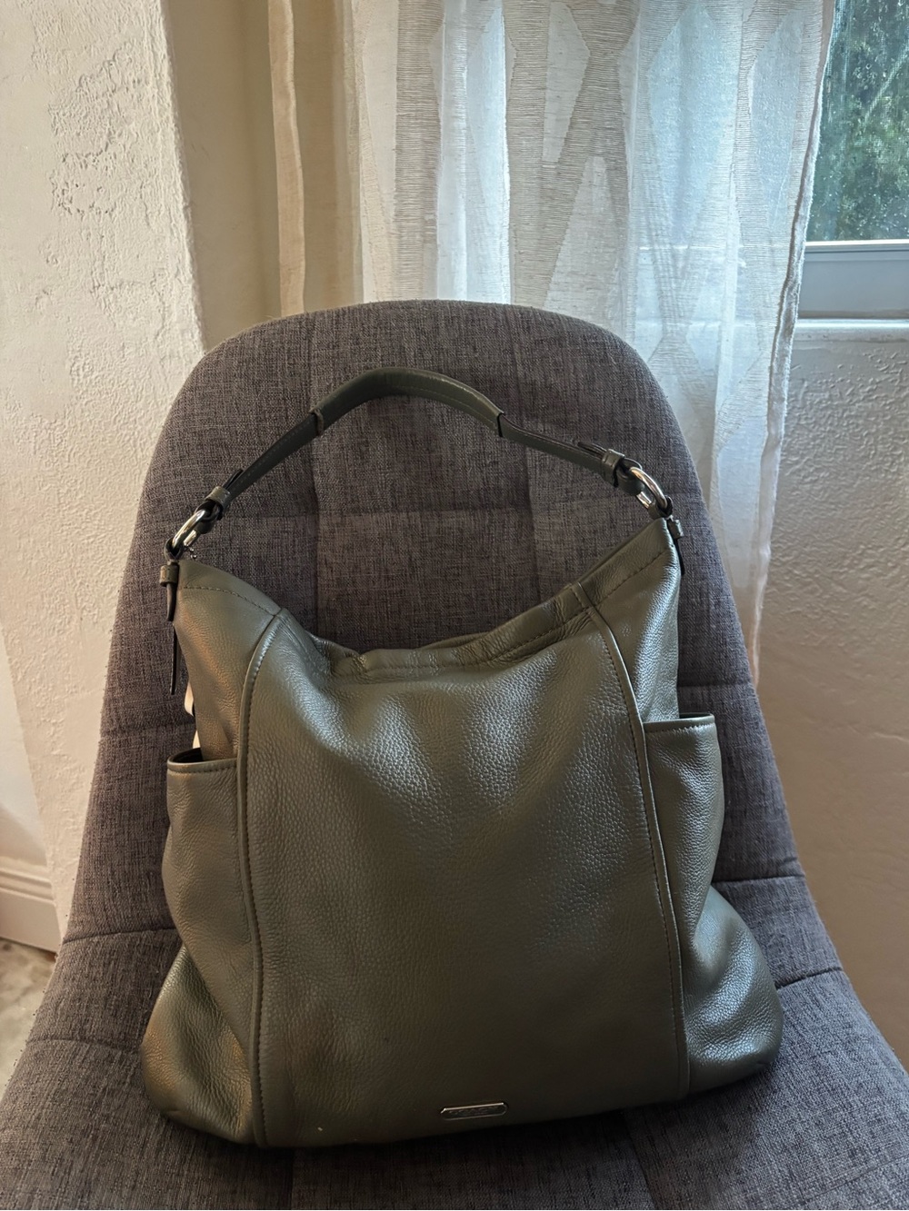 Coach Park Leather Hobo Shoulder Bag Olive Green
